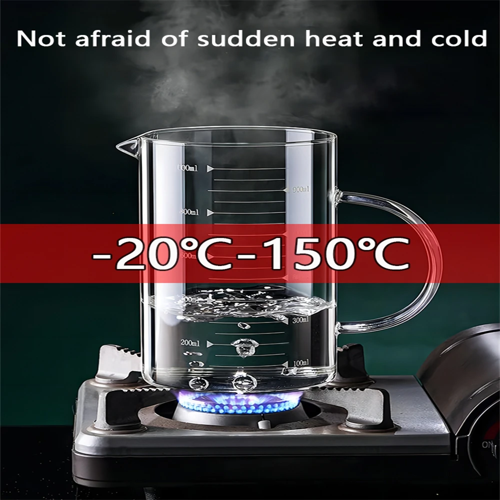 Glass Measuring Cup With Handle 250/350/500/1000ml High Borosilicate Glass Milk Coffee Measuring Mug Heat-resistant 1pcs