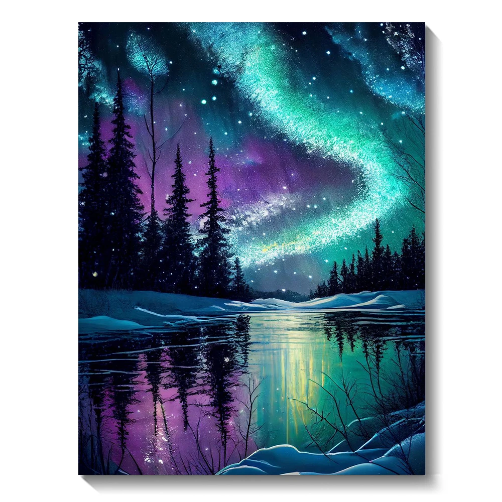 5d Diamond Art Painting Aurora Landscape Mosaic Embroidery Cross Stitch Set Full Round Rhinestone Diy Home Decoration Gif diamond painting