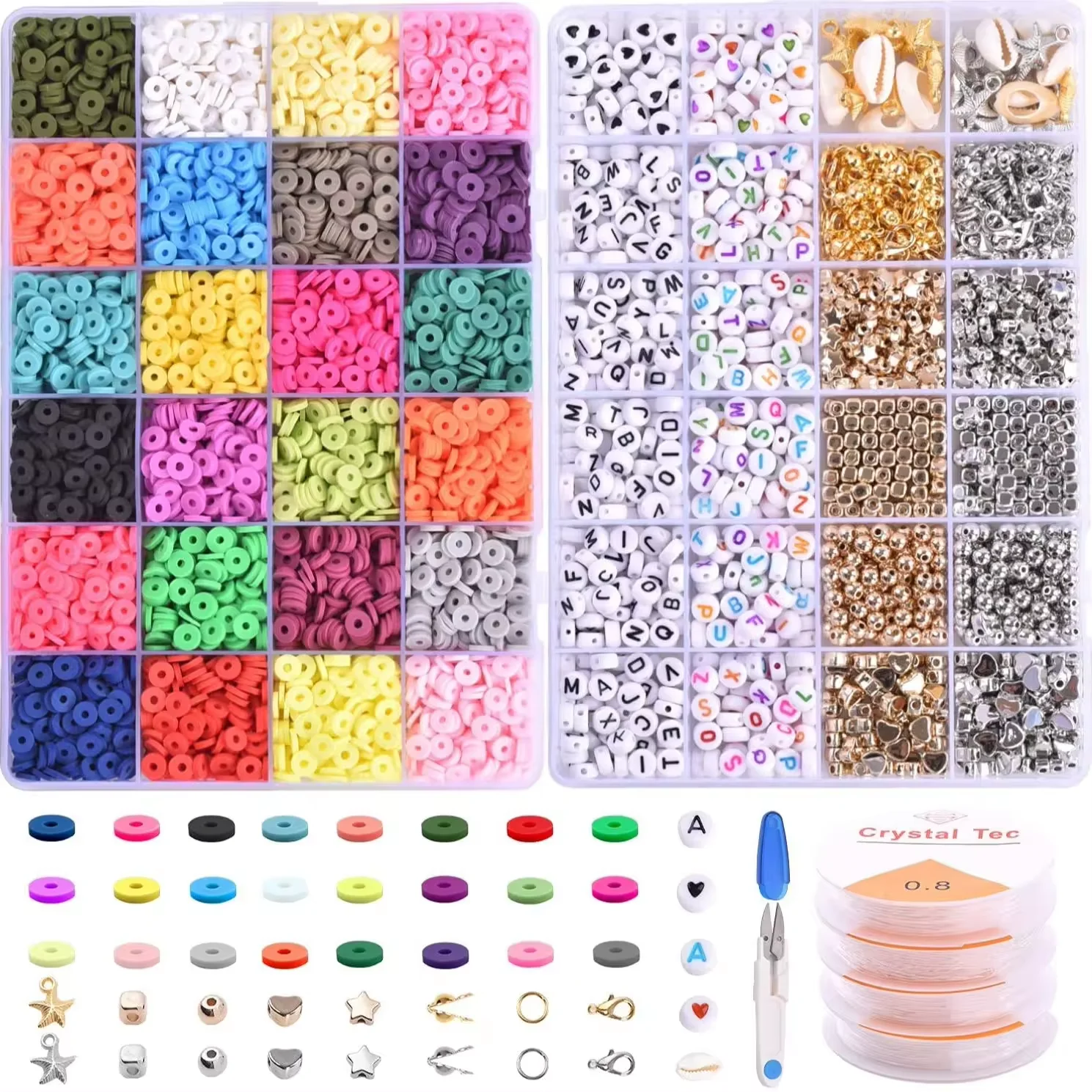 

Polymer Clay Flat Round Polymer Kit Clay Beads For Jewelry Making Bracelets Necklace DIY Set Pendant Beads Contains Tools