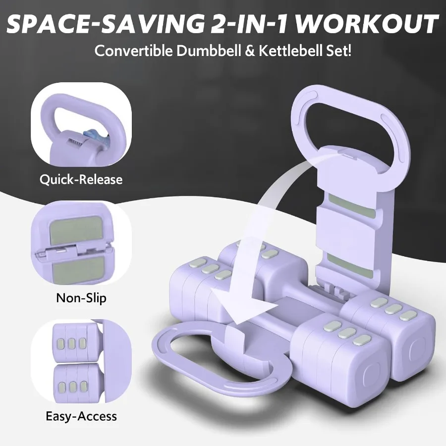 Adjustable Dumbbell Set of 2, 4 in 1 Free Weights Dumbbells Set for Women with Fast Adjustment, Each 2lb 3lb 4lb 5lb Hand Weight