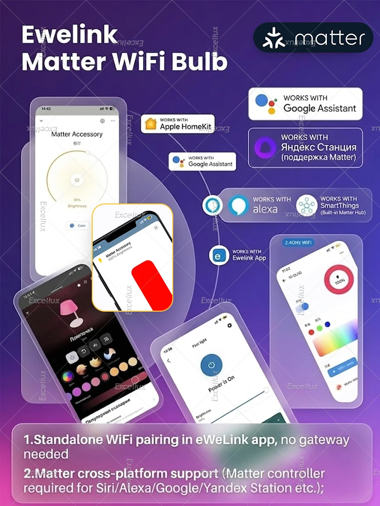 Smart LED Bulb with WiFi Control and RGBCW Dimmable Lighting