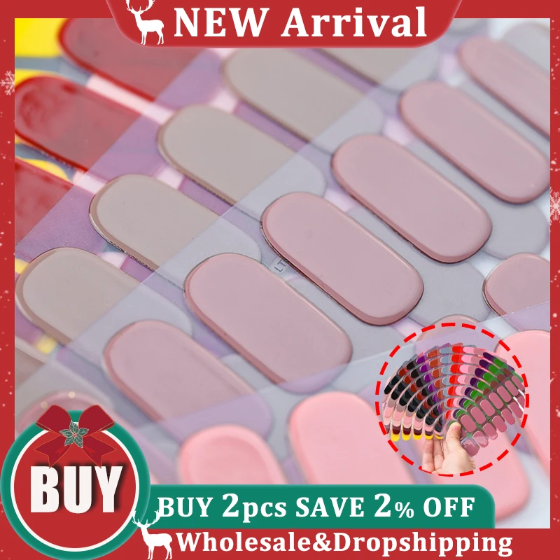 

Однотонные полузатвердевающие гелевые наклейки для дизайна ногтей, самоклеящиеся глянцевые обертки для ногтей с полным покрытием, наклейки, Модный женский декор для маникюра