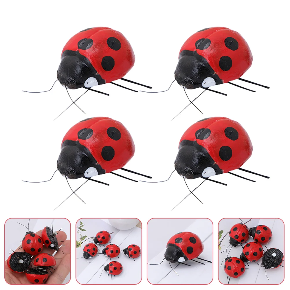 

4 Pcs Simulation Ladybird Statue Ornament Ladybird Statue Garden Scene Layout Decor