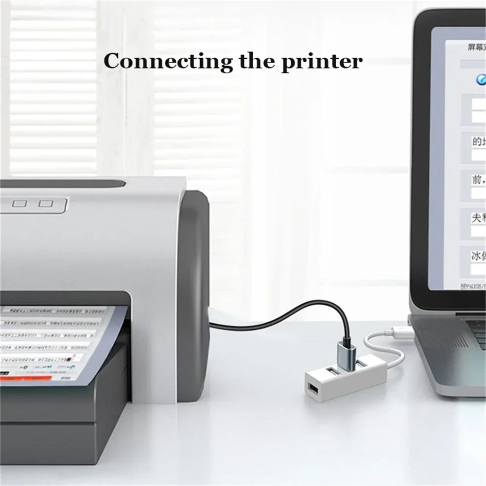 High-Speed 4-Port USB Hub Splitter with Power Adapter