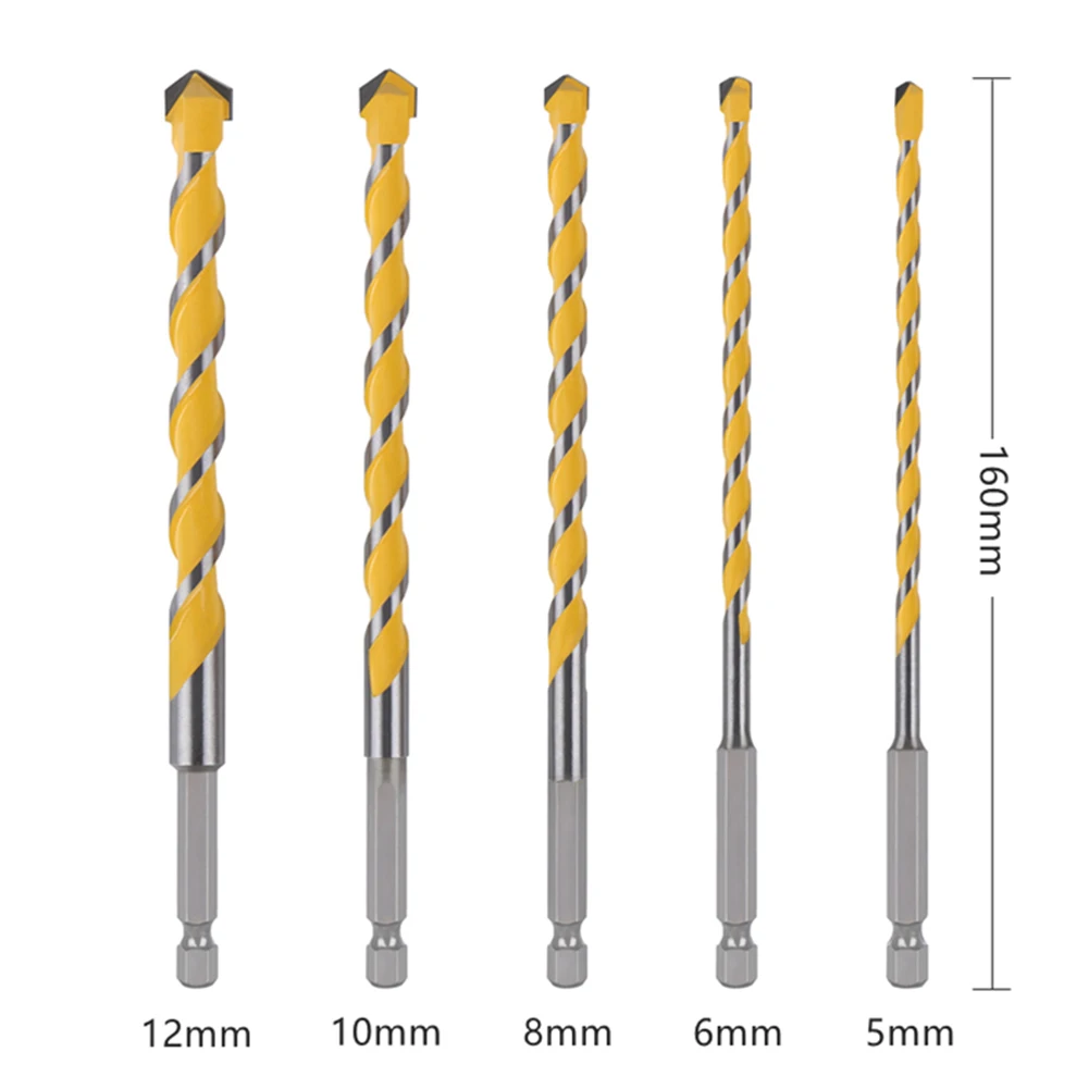 1pc Hex Shank Extra Long 160mm Tungsten Carbide Drill Bit For Glass Brick Tile Concrete Plastic Wood Brick Triangle Bit alloy steel material masonry drill bit 1 4 inch hex shank tile and glass tile drill bit for ceramic tile concrete brick wall