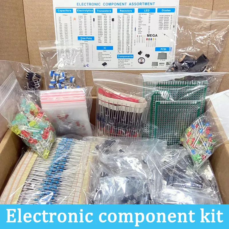 Electronic Components Kit Ultimate Edition Various Common Capacitors Resistors Capacitors T0-92 LED Transistors PCB Board DIP-IC