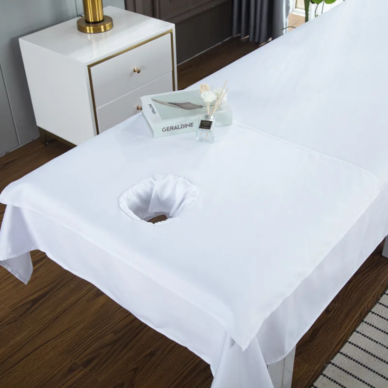 3피스 뷰티 살롱 침구 세트, 헤드 타월+이불 커버+베드 시트 피부 친화적인 침대 시트, 화장품 살롱 시트, 스파 마사지 시트