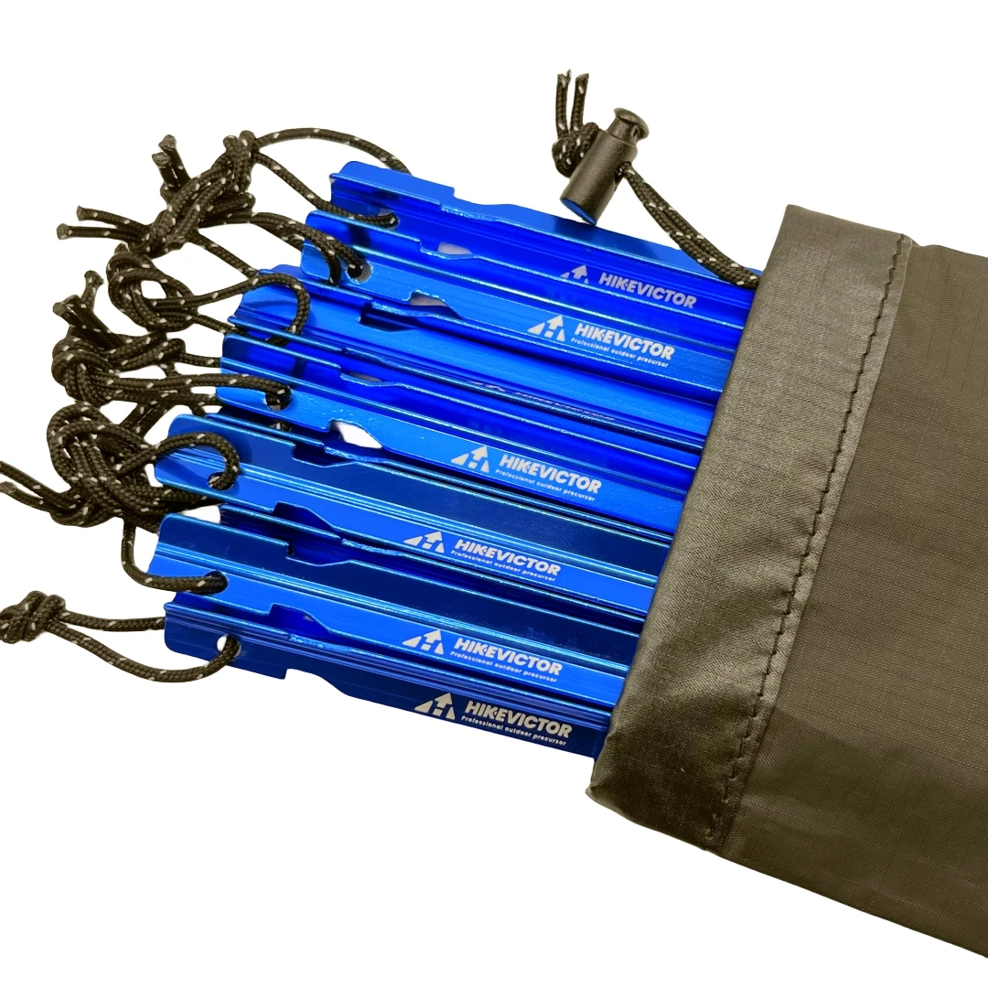 10Pcs 18cm Aluminum Alloy Tent Pegs Camping Tent Accessories Hammer Wind Rope Tent Nail Storage Cover Case Travel tent pegs camping tent accessories