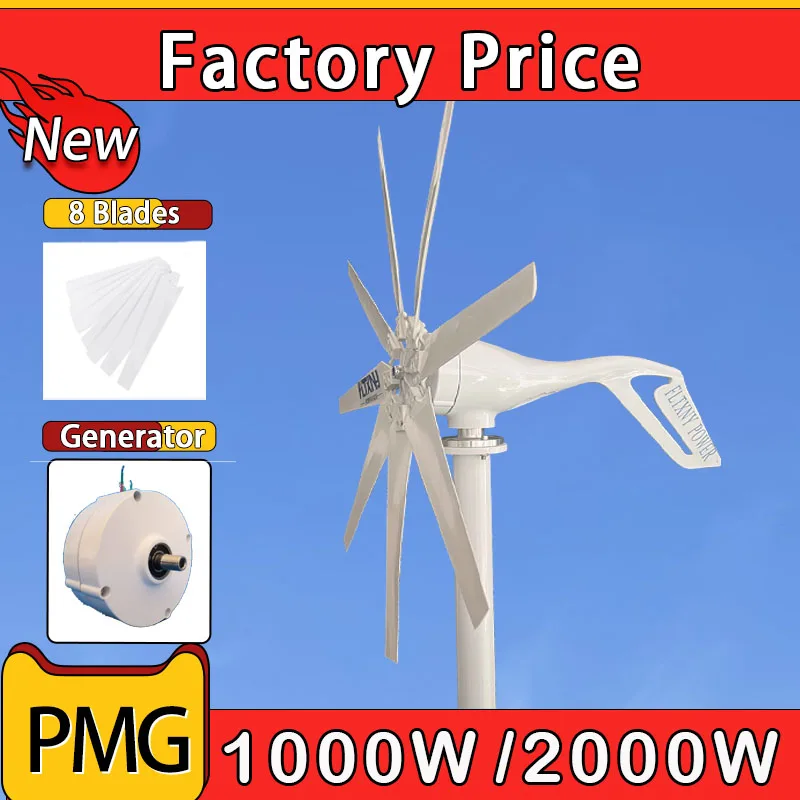 1000W 2000W Wind Power Turbinen Generator 12V24V Windmühle Generator Für  Boot Mit MPPT Controller Geräuscharm Niedrige Wind geschwindigkeit Starten  - AliExpress