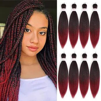 Pre Stretched Braiding Hair Extensions For For African Braids Ombre Synthetic Bundles Yaki Straight Easy to Braid Wholesale Hair 1
