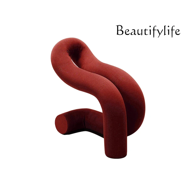 

Minimalist Designer Special-Shaped Elbow a Double Chair Light Luxury Creative Shape Single round Tube Chair