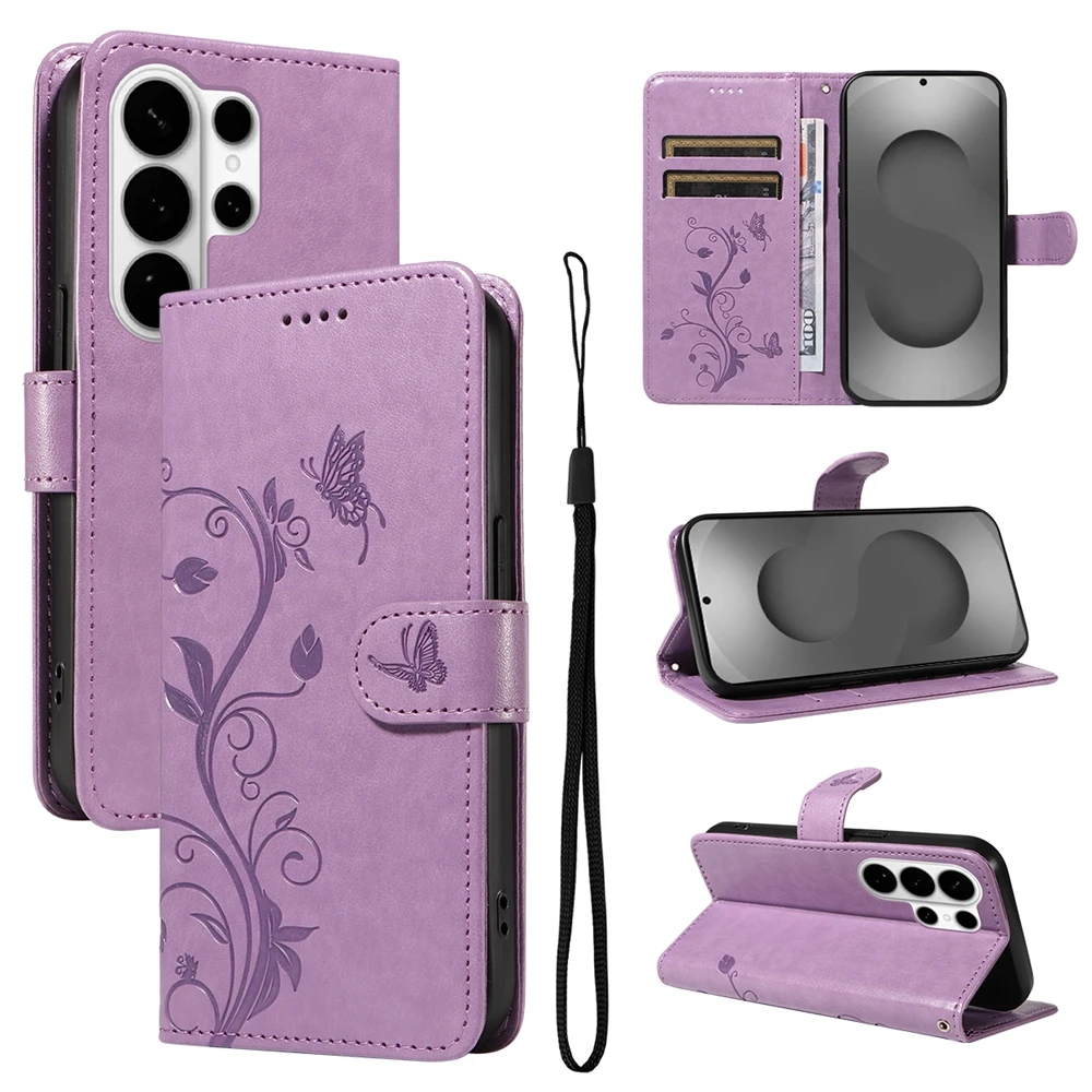 Elegant Butterfly Magnetic Leather Wallet Flip Cover - Premium Quality