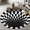 3D Round Carpets for Living Room Simple Black&White 3D Stereo Vision Carpet Area Rugs Geometric Anti-Skid Home Bedroom Floor Mat 2