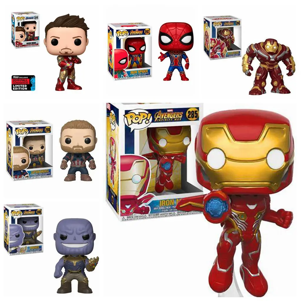Funko Pop Avengers League Final Battle: Hulk Iron Man Us Captain Thanos Iron Spider Action Doll Collection Modello Giocattoli Per Bambini