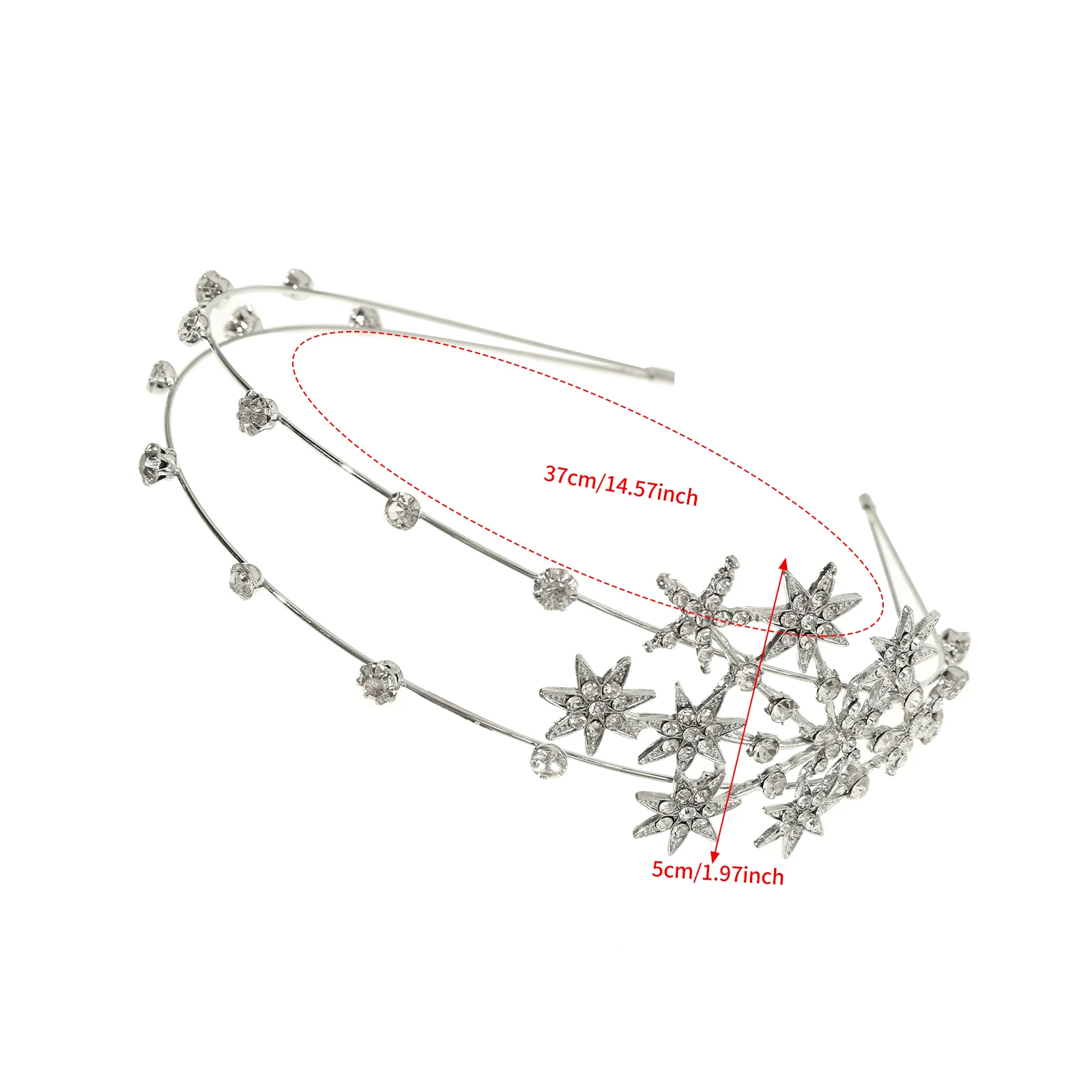 1pc New Double Layer Metal Hairband Snowflake Star Headband Women Headwear Shiny Rhinestone Hair Band Hoop Hair Accessories