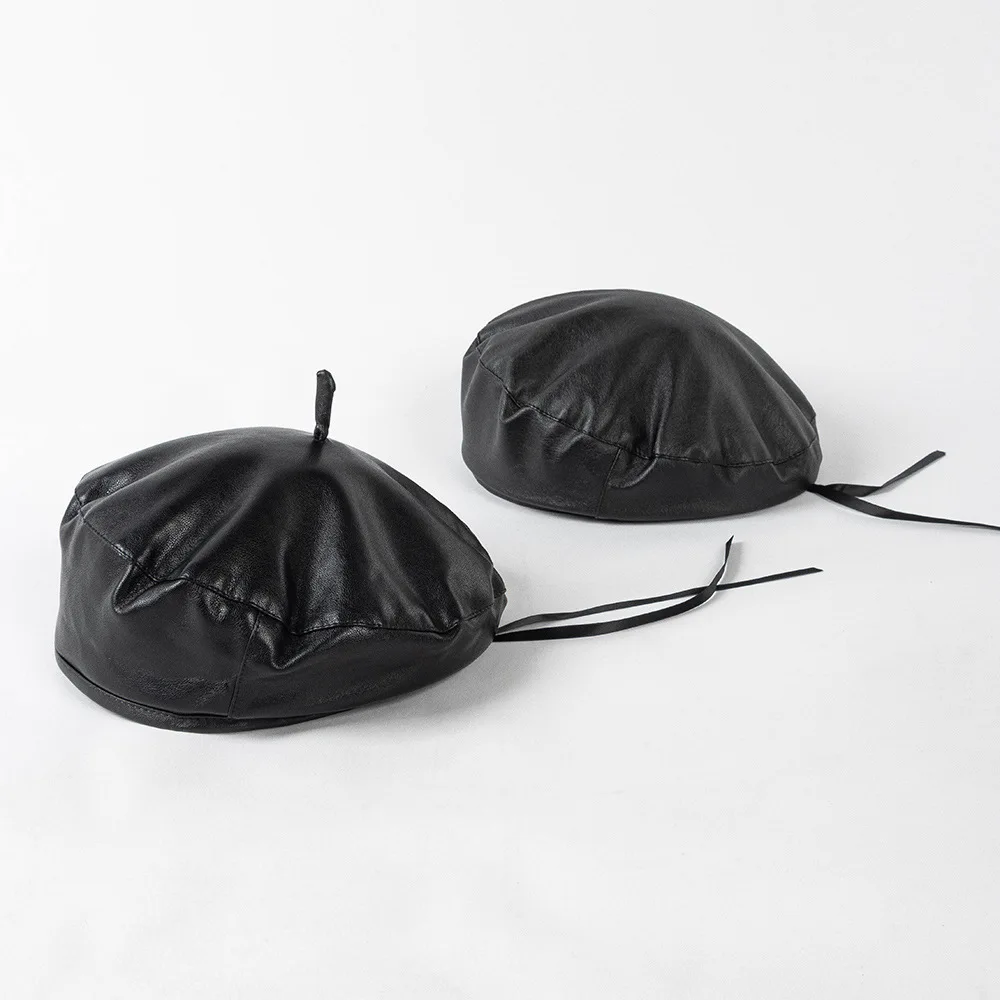 

King Wheat 2022 Autumn Winter New Casual Soft PU Faux Leather Women Berets Lady Shopping Hat Trend Black Fashion Painter's Cap