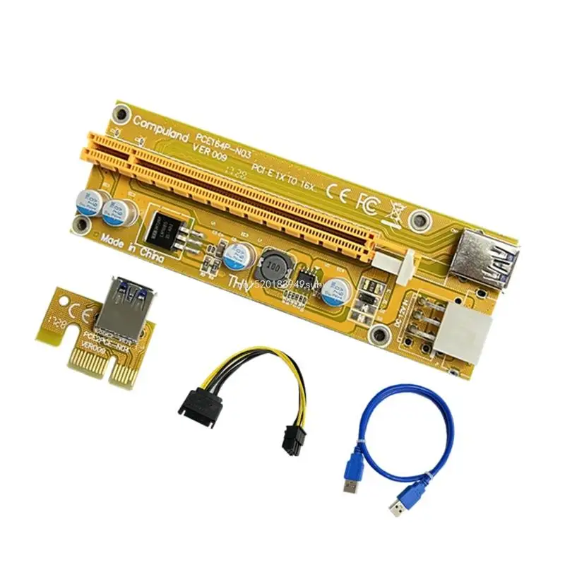 1X to16X 확장 USB3.0 케이블 6핀 Sata용 PCI-E 라이저 카드 009S PCI