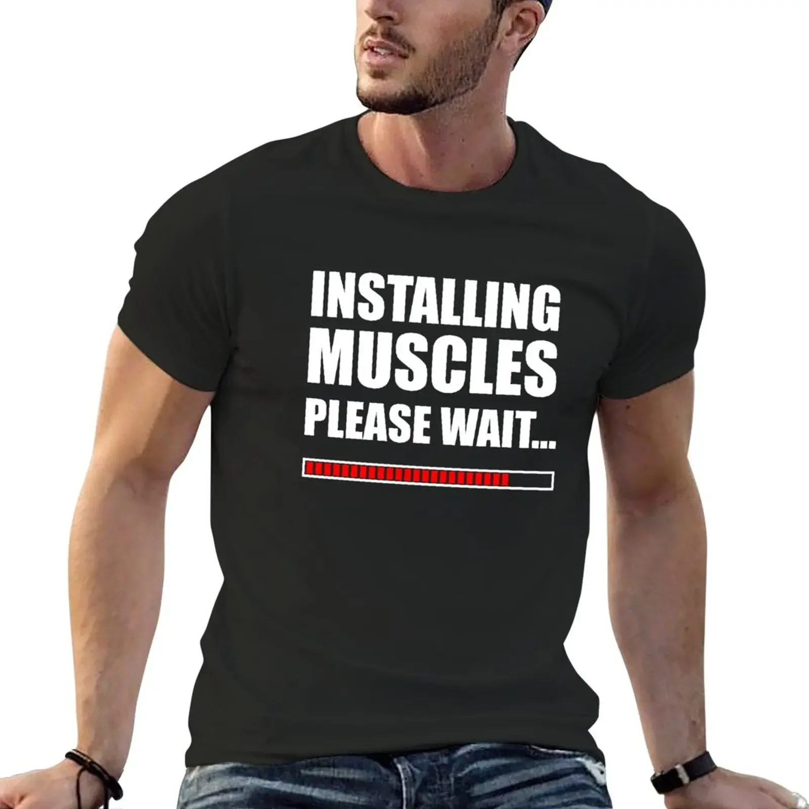 

Installing muscles T-Shirt tops shirts graphic tees sweat T-shirt men