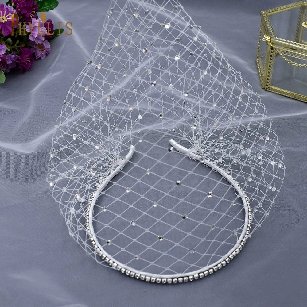JM06 Handmade Birdcage Veil Rhinestone Headband Fascinator Hat Vintage Wedding Bridal Headpiece Hairbands Party Hair Accessories