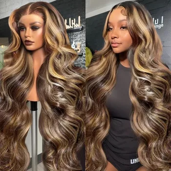 13x6 Hd Lace Frontal Wig Body Wave Human Hair Wigs 13x4 Lace Front Wigs 30 38 Inch 427 Highlight Human Hair Wig 200% Density 1