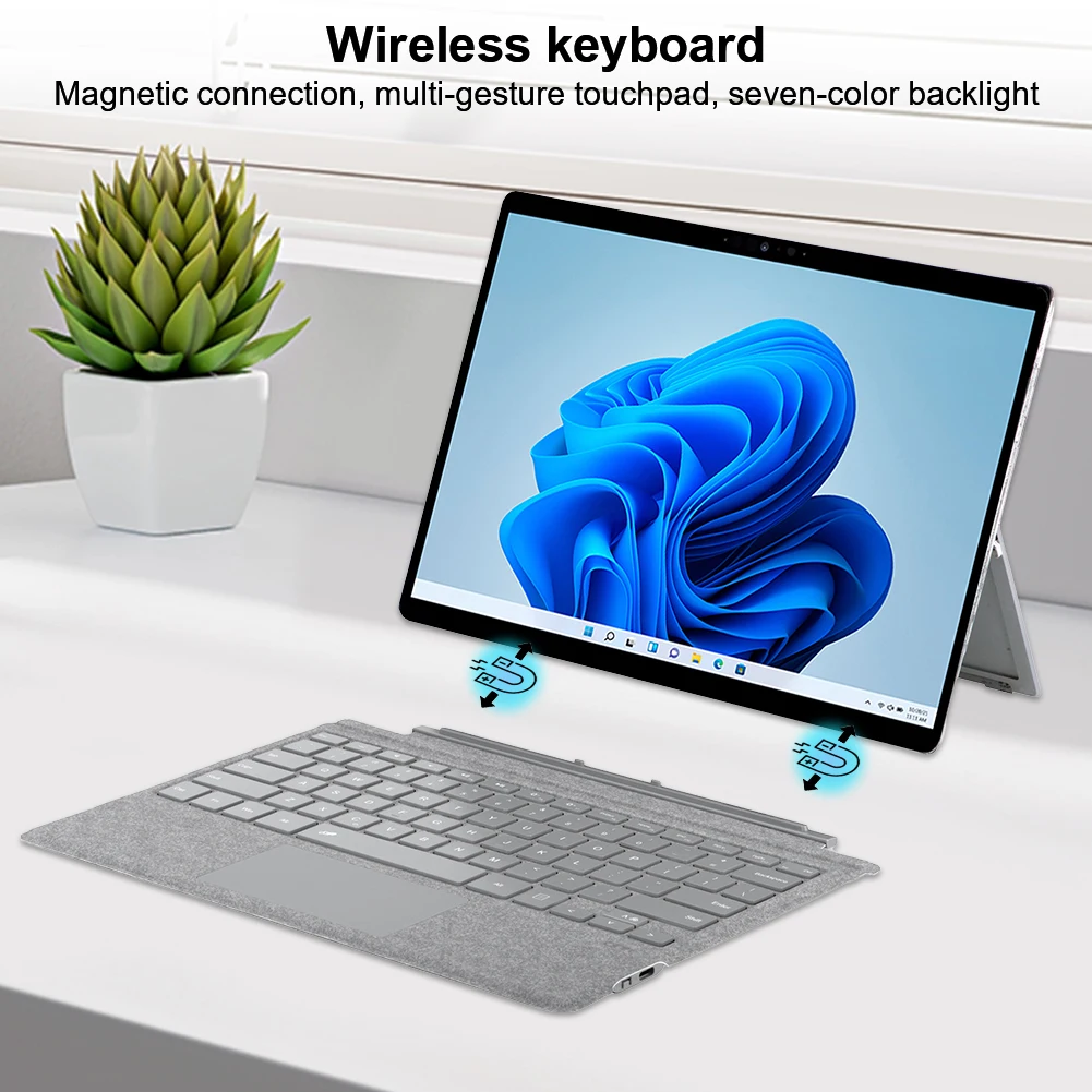 Wireless Trackpad Keyboard for Microsoft Surface Pro 3/4/5/6/7/7 Plus Bluetooth Backlit Ultra-Slim Touchpad Type C Rechargeable