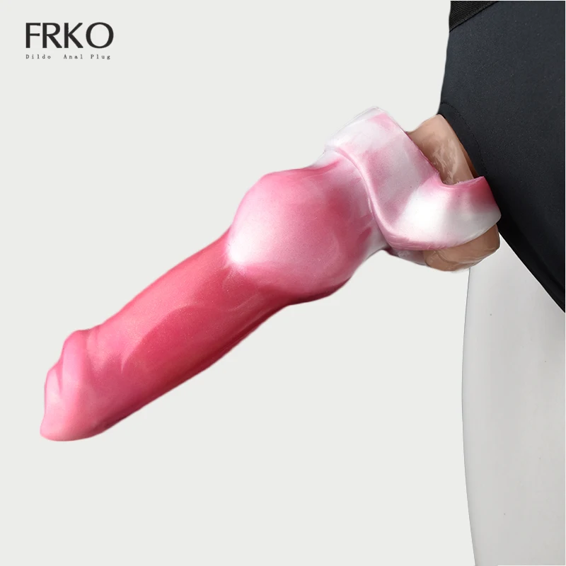 

FKRO Colorful Penis Sleeve With Cock Ring For Men Wearable Dick Enlargement Sex Toys Delayed Ejaculation Silicone Adult Products