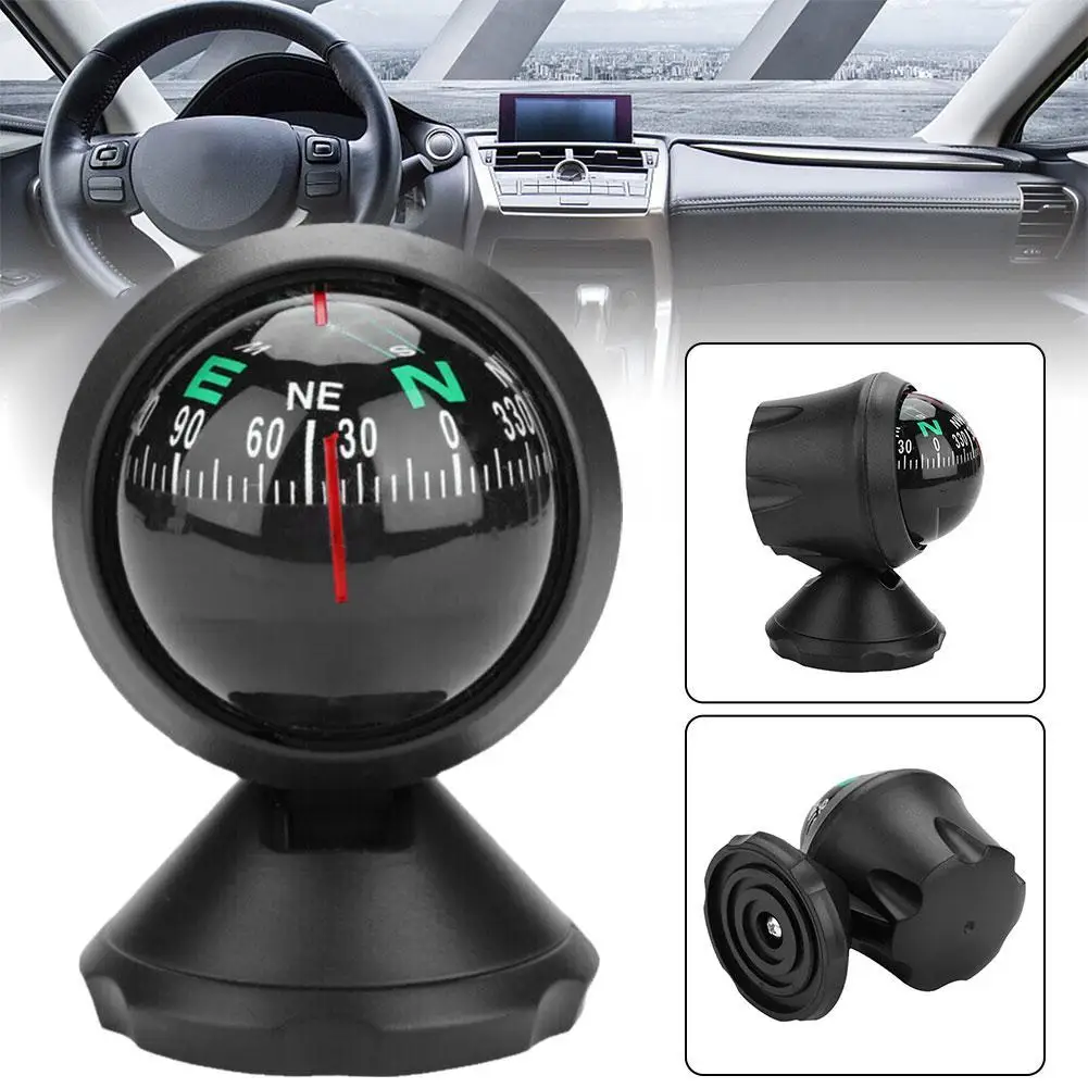 Automotive Portable ABS Dashboard Compass - Adjustable Angle Interior Accessory