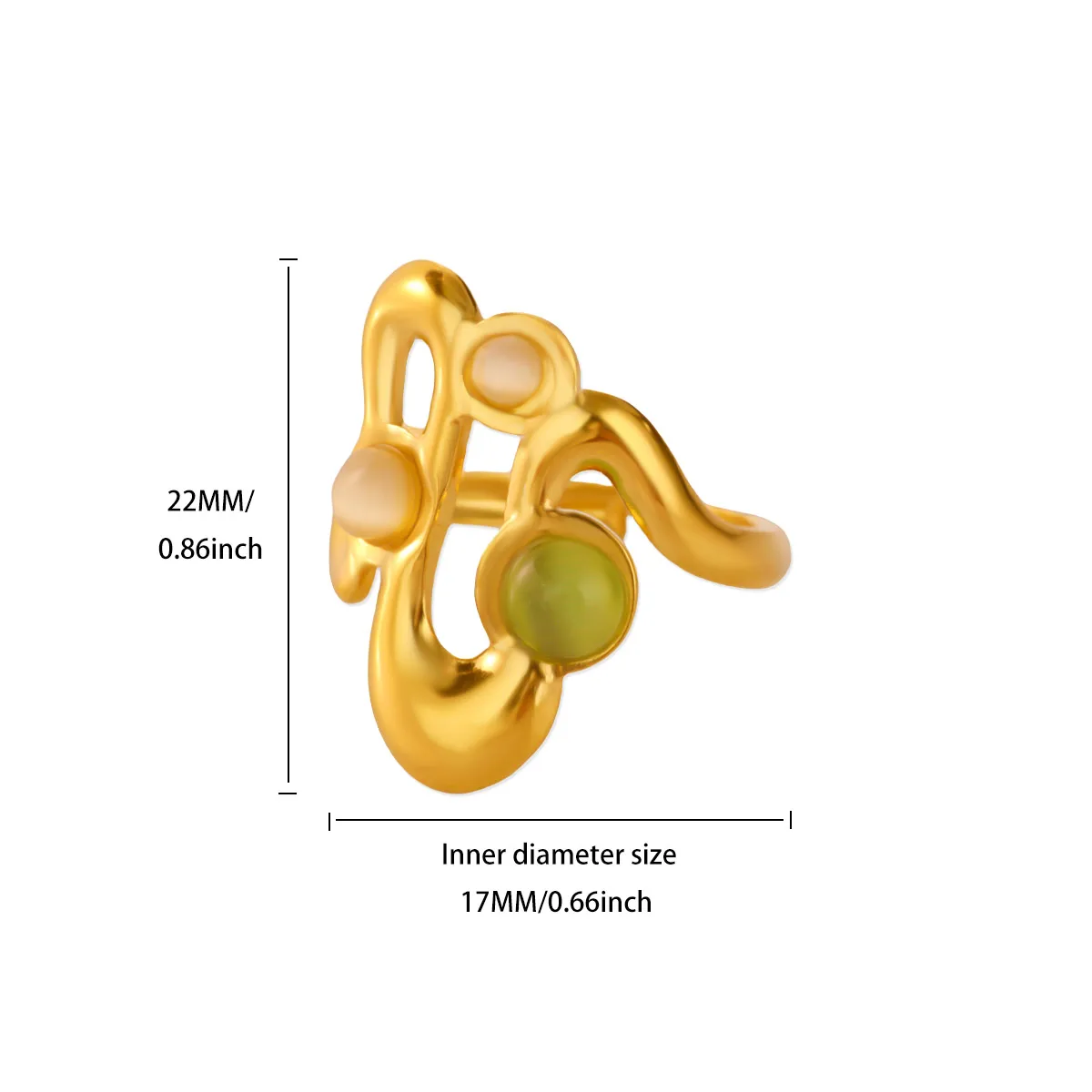 Fashion Natural Stone Wave Rings For Women