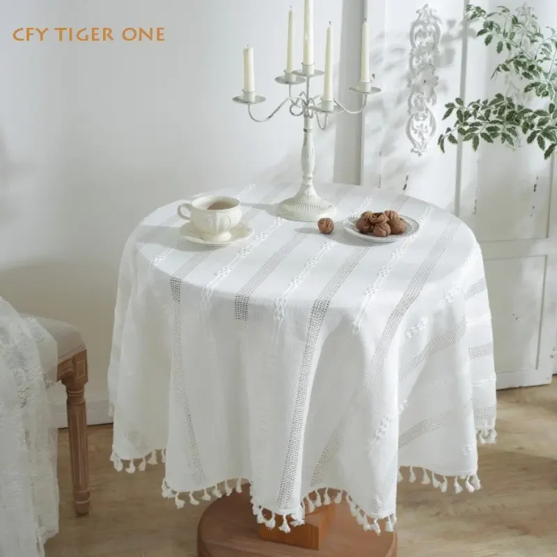 

Bohemian Hollow Out Stripe Round Tablecloth Tablecloth for Table Tea Round Table Map Table Cover Round Chicken Table Cloth