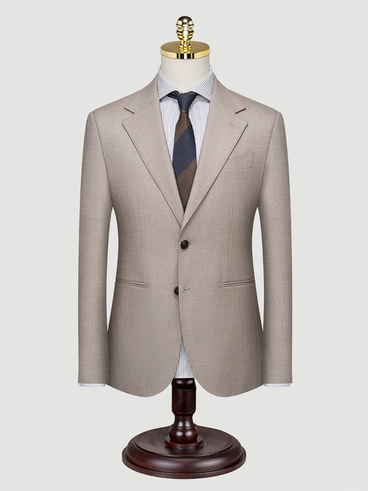 Mens Suits Jackets 6% Wool Slim Fit Khaki Brown Grey Deep Blue Single Breasted Wedding Groom Wear Christmas Party Suit Blazer 56