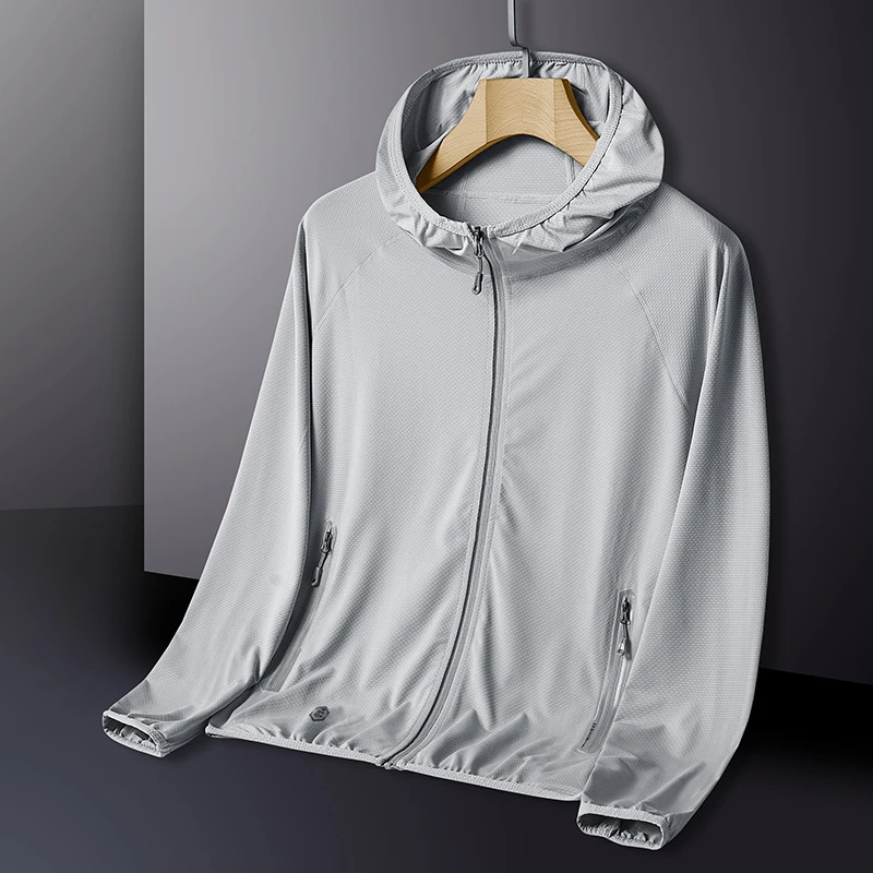 Ice silk sun protection suit for men, summer light and thin skin windbreaker for couples, UV resistant quick drying jacket b
