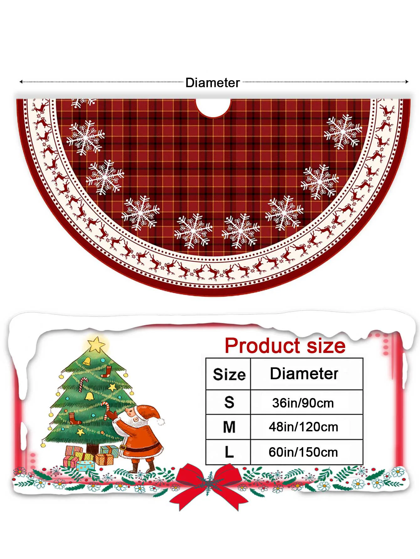 36/48/60 Inches Christmas Tree Skirt Premium Xmas Tree Ornaments & Decorations Rustic