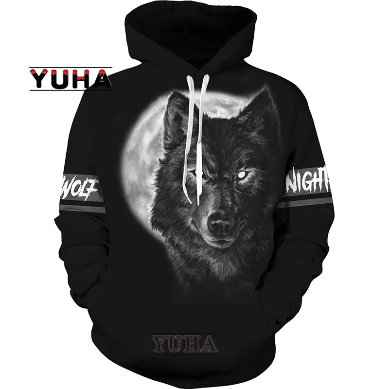 thumbnail image 1 of Sudadera unisex con estampado 3D de lobo, sudadera con estampado de animales, ropa de calle para hombre, 1 of 5