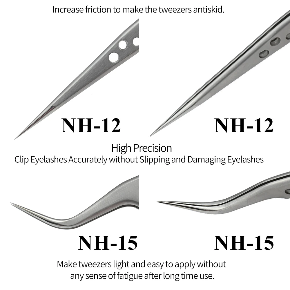Eyelash Tweezers Nagaraku Makeup Eyelashes 2pcs set N-01 N-02 Eyelashes Tweezers NH-12 NH-15 Accurate Lashes ST-12 ST-15 Pincet Stainless