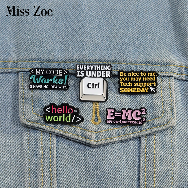 Эмалевые заколки для компьютерной программы, персонализированные Броши Hello World, значки на лацкан, забавные ювелирные изделия, подарок для детей, друзей