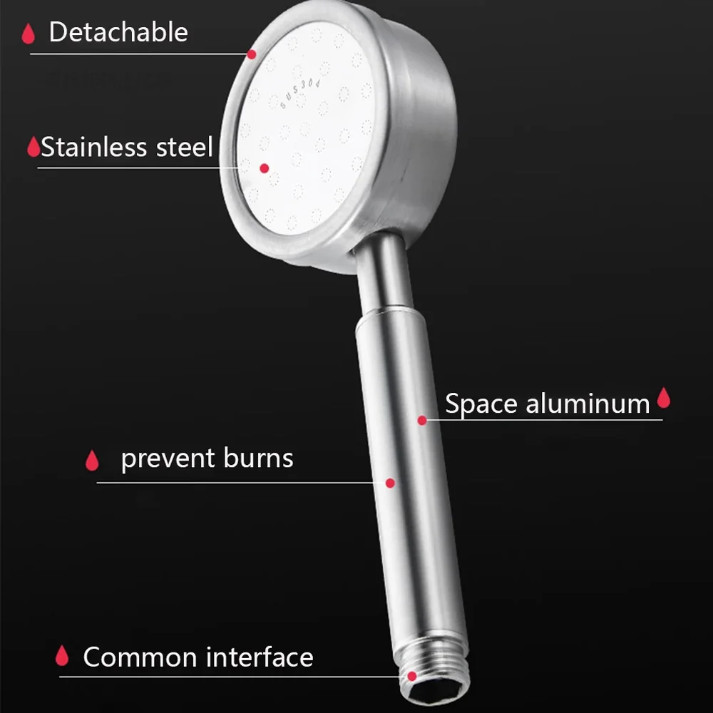 Black Stainless Steel Shower Head Fall resistant Durable High Pressure Showerhead for Bathroom Handheld Water Saving Shower Set 3