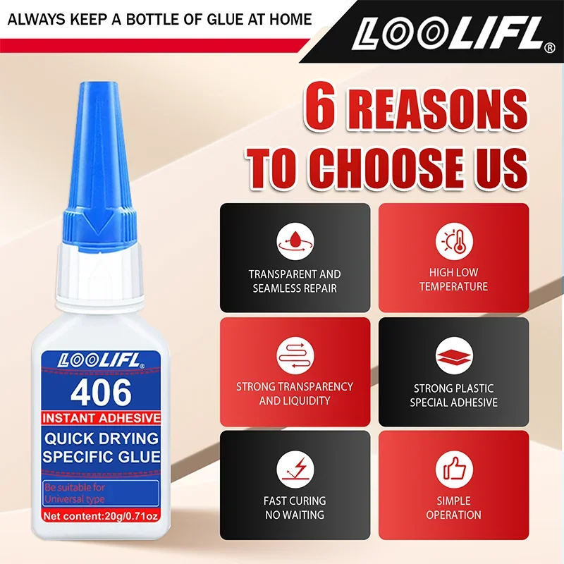 Colle Cyanoacrylate New406 20ml - Lot de 1, 2 ou 3 - Faible Odeur