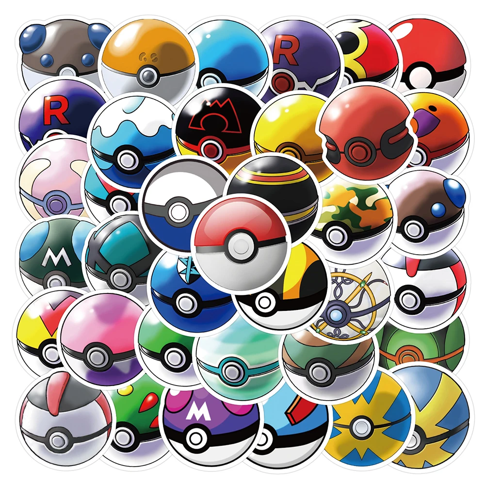 10/30/50pcs Anime Pokemon Stickers Poke Ball Cartoon Decals Waterproof DIY Skateboard  Stationery Laptop Cute Kids Sticker Toys