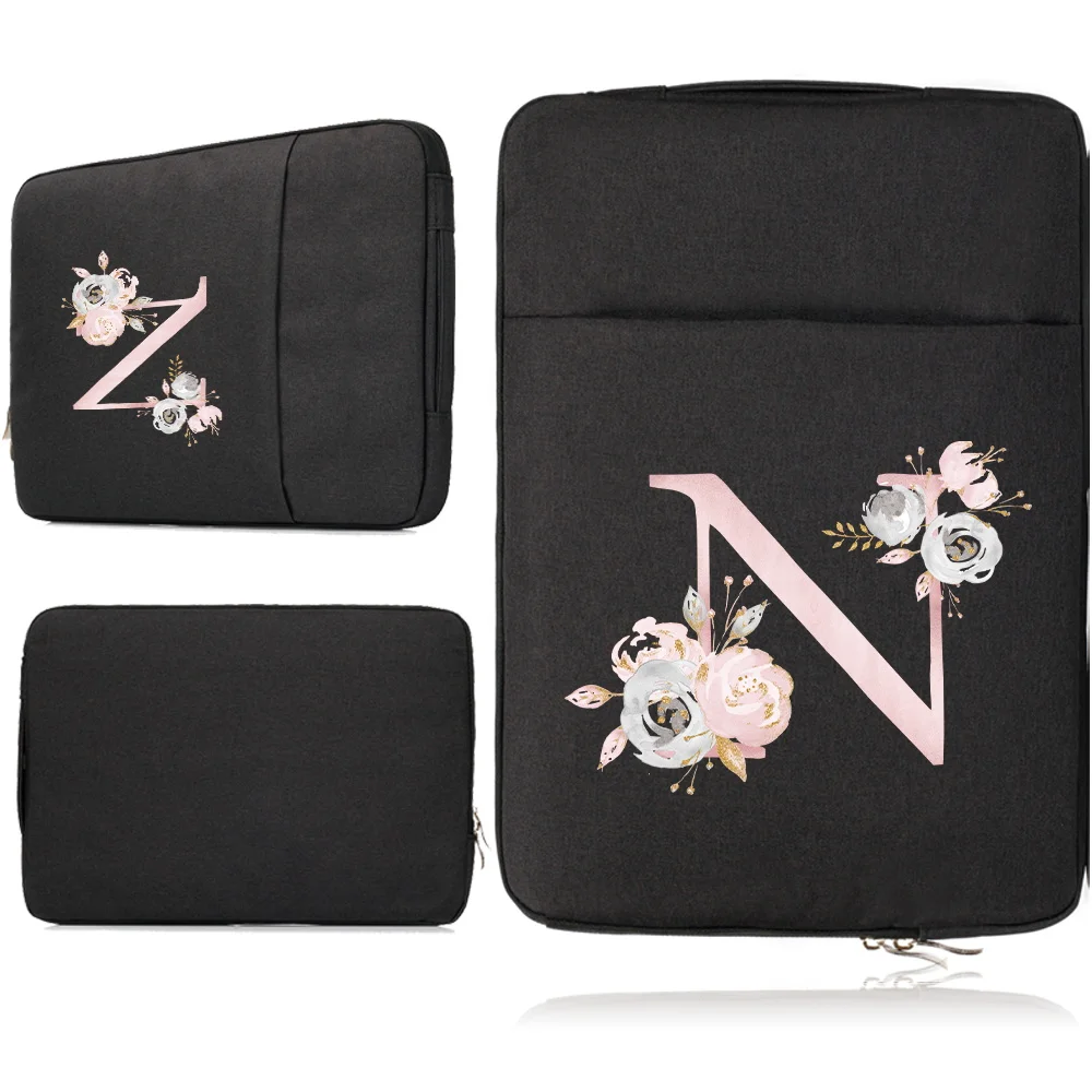 saco de manga portátil para polegada rosa flor impressão maleta capa protetora bolsa para macbook ar pro xiaomi huawei