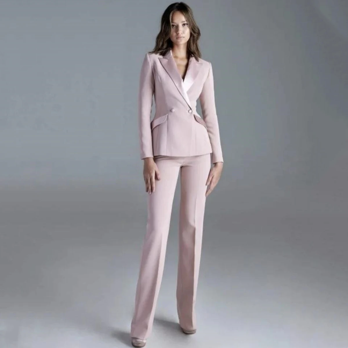 Double Breasted Women Suit Set Slim Fitting Single Button Long Sleeve 2023 Autumn Stylish Tuxedo For Women Jacket Pants Set