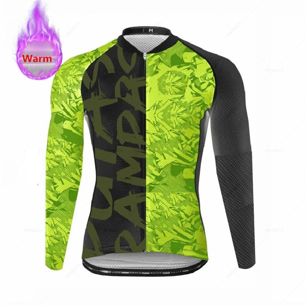 thumbnail image 1 of Jersey de ciclismo de lana térmica de invierno 2022, ropa de ciclismo de lana de invierno para hombre, bicicleta de montaña, ropa de manga larga, 1 of 5