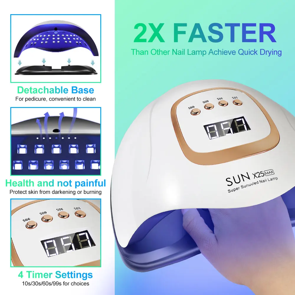 SUN X25MAX 81LED UV 램프, 손톱 건조용, 빠른 경화, 모든 젤 네일 광택제, 전문 강력한 자외선 건조기, 매니큐어 살롱