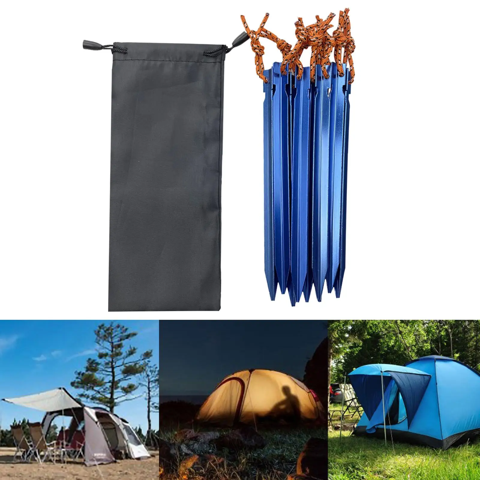 Tent Stakes Lightweight Ground Stakes Camping Tent Nails Metal Stakes for Ground for Desert Gardening Trip Backpacking Awning