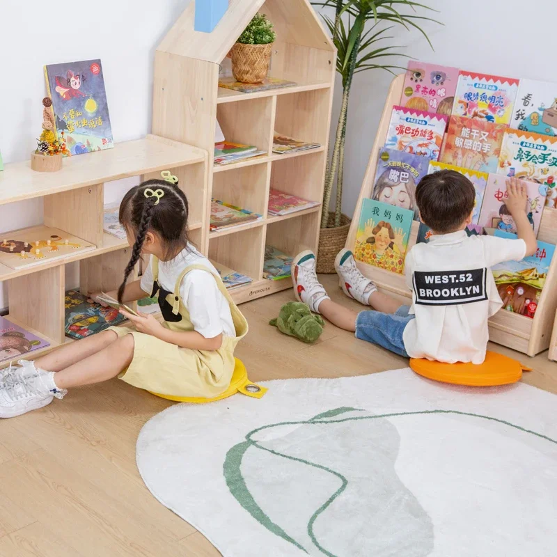 Mobile Bookshelf Preschool Bookcase Kid Reading Room Design Modern Daycare Center Design Education Furniture