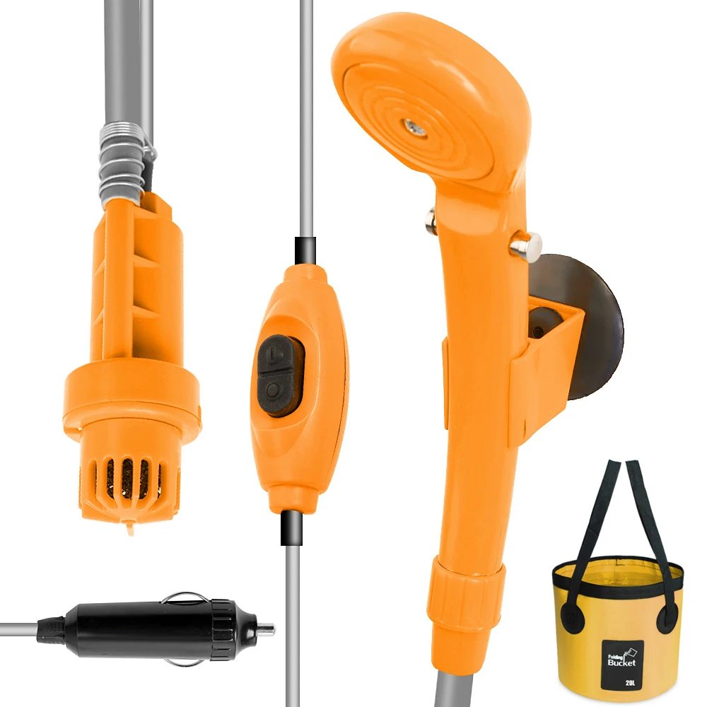 

Camping Shower 12V Electric Outdoor Shower Folding Bucket Kit For Travel Car Washing Camping Hiking Flowering Plants Watering