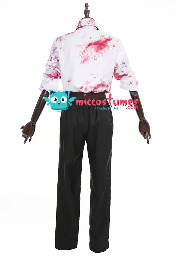 Chainsaw Denji Cosplay Costume Bloody White Shirt and Trousers Set