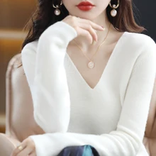 

Ladies Loose Sweater Spring And Autumn New Casual Cashmere Sweater Sweater V-Neck Pullover Korean Fashion Knitted Large Size Top
