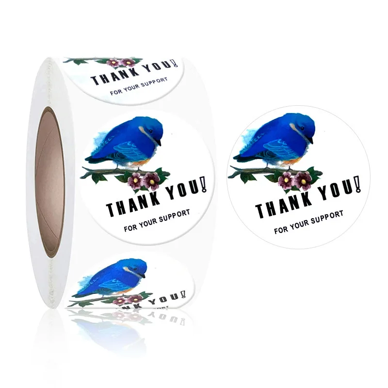 

500pcs/Roll Bird Thank You Stickers Envelope Seal Labels Gift 1inch Packaging Stickers Wedding Party Offer Stationery 25mm