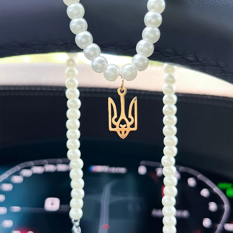 Ukraine Imitation Freshwater Pearl Necklace Ukrainian National Emblem