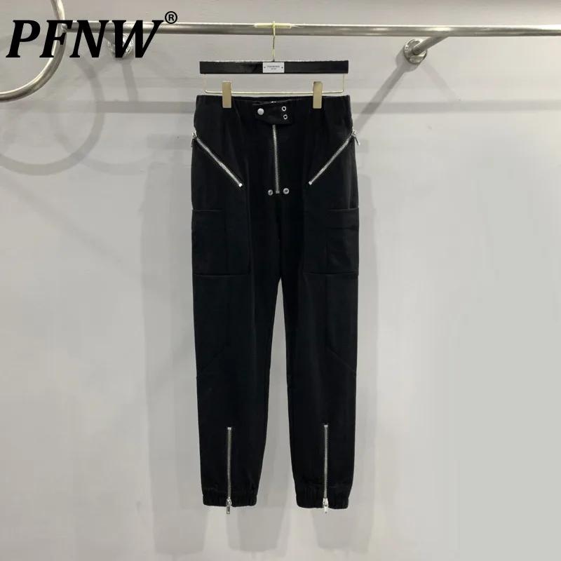 

PFNW Men's 2023 Autumn New RO Style Multi Zipper Design Personalized Slim Strap Workwear Cargo Pants Dark Gothic Chic 12Z5454
